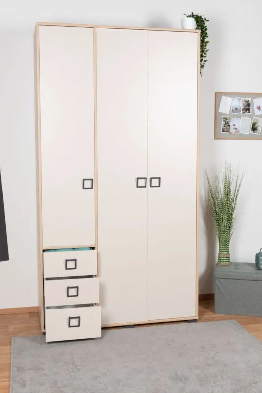 Armadio cameretta "Benjamin" 19 | Faggio e crema | Ante battenti | 236 x 126 x 56 cm | Stile moderno