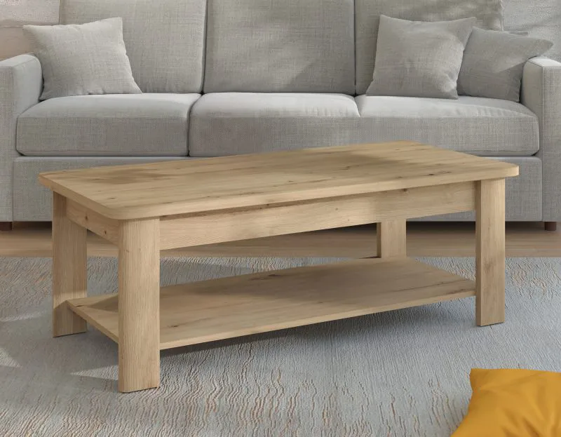 Tavolino da salotto "Palilula" 01 | Rovere Artisan | Bordi in ABS | 45 x 124 x 60 cm