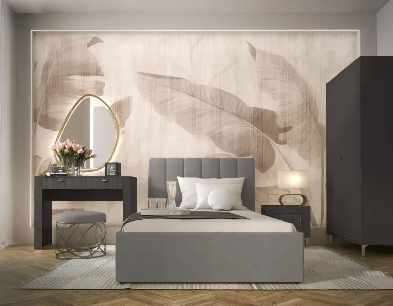 Set camera da letto 4 pezzi "Barbe" | Nero opaco | Design moderno | Bordi in ABS