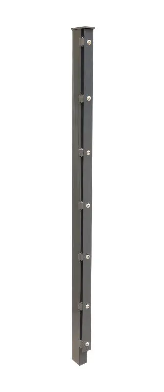 Palo per recinzione Mod. A, Finitura: vernice antracite, per recinzioni alte: 63 cm, Lunghezza: 110 cm, Punti di fissaggioe: 4