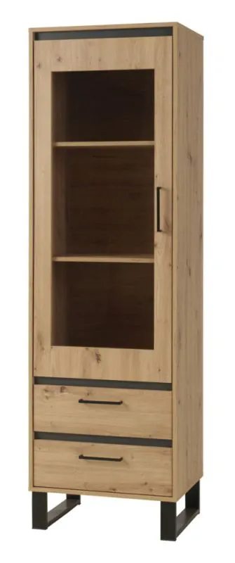 Vetrinetta "Kanel" 03 | Rovere e antracite | 195 x 60 x 41 cm | Design moderno