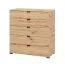 Cassettiera Pecini 05 | Rovere Artisan | 5 cassetti | Maniglie e gambe nere | 95 x 90 x 40 cm