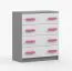 Cassettiera "Smolikas" 10 | Bianco/grigio | 4 cassetti | Maniglie rosa in legno | 90 x 80 x 40 cm