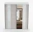 Armadio scorrevole "Gorski" 05 | Bianco lucido e rovere | 2 ante con specchio | 6 scomparti | 218 x 183 x 61 cm