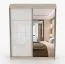 Armadio scorrevole Gorski 30 | Bianco lucido & rovere Sonoma | Specchio frontale | 2 ante, 6 scomparti | 218 x 203 x 61 cm
