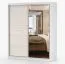 Armadio scorrevole con specchio | 2 ante, 6 scomparti | Bianco e seta | 218 x 183 x 61 cm