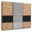 Armadio scorrevole Crina 10 | Rovere Artisan e nero | 1 specchio | 3 ante | 224 x 262,5 x 65,5 cm