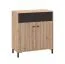 Madia "Kladovo", color rovere Artisan/nero, 2 ante a battente, 1 cassetto, bordi in ABS, 80 x 40 x 90 cm