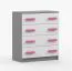 Cassettiera "Smolikas" 10 | Bianco/grigio | 4 cassetti | Maniglie rosa in legno | 90 x 80 x 40 cm