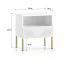 Comodino bianco opaco con funzione push-to-open | 1 cassetto e scomparto | Gambe oro | 53 x 50 x 34 cm | Chiusura ammortizzata