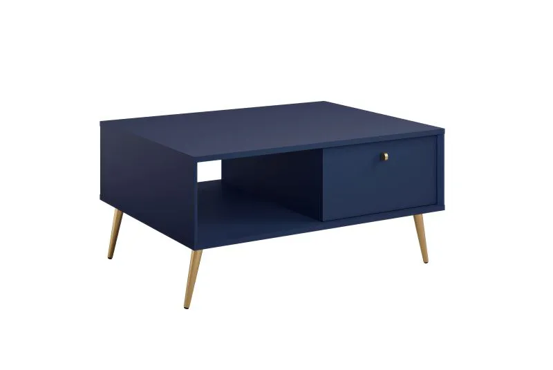 Tavolino Egaleo 03 blu scuro | 1 anta a ribalta | Gambe e maniglie in metallo | 43 x 87 x 66 cm