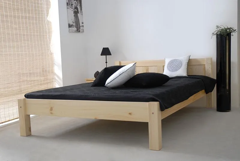 Letto matrimoniale "A1", pino massiccio, naturale, incl. rete a doghe - 160 x 200 cm