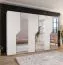 Armadio con ante a battente | 3 ante a specchio | Colore: bianco | 3 scomparti | 3 appendiabiti | funzione soft-close | maniglie: oro | dimensioni: 300 x 52 x 202 cm | armadio | bordi in ABS