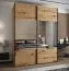 Armadio ad ante scorrevoli "Tampa", color rovere Artisan, 2 ante con specchio, 11 scomparti, 2 barre appendiabiti, Sistema "Soft-Close", 245,5 x 200 x 64 cm