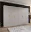Armadio ad ante battenti "Zainab" 05, color cashmere, maniglie: oro, 6 ante, 4 scomparti, 4 barre appendiabiti, Sistema "Soft-Close", bordi in ABS, 300 x 52 x 202 cm