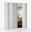 Armadio scorrevole "Gorski" 05 | Bianco lucido e rovere | 2 ante con specchio | 6 scomparti | 218 x 183 x 61 cm