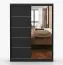 Armadio scorrevole Bucegi 32 nero | 2 ante con specchio | 6 scomparti | 1 barra appendiabiti | 200 x 150 x 61 cm