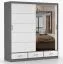 Armadio scorrevole Lusatian 19 | Bianco/Grigio | Specchio frontale | 12 scomparti, 3 cassetti | 218 x 203 x 61 cm