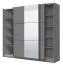 Armadio scorrevole Kule 10 | Grigio grafite con specchio | 2 barre appendiabiti | 10 scomparti | 210 x 236,5 x 62,5 cm