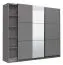 Armadio scorrevole Kule 10 | Grigio grafite con specchio | 2 barre appendiabiti | 10 scomparti | 210 x 236,5 x 62,5 cm