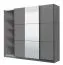 Armadio scorrevole Kule 10 | Grigio grafite con specchio | 2 barre appendiabiti | 10 scomparti | 210 x 236,5 x 62,5 cm