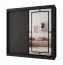 Armadio con ante scorrevoli / Armadio guardaroba | Nero opaco | 10 scomparti | 2 aste appendiabiti | 200 x 62 x 200 cm | Anta a specchio decorativa | Per camera da letto