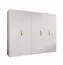 Armadio ad ante battenti "Zainab" 04, bianco, maniglie: oro, 5 ante, 3 scomparti, 3 barre appendiabiti, Sistema "Soft-Close", bordi in ABS, 250 x 52 x 202 cm