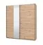 Armadio ad ante scorrevoli "Petrovac" 05, color rovere Artisan, 1 anta a specchio, 2 scomparti, 2 barre appendiabiti, bordi in ABS, 195 x 61 x 217,5 cm