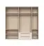Armadio chiaro a cinque ante girevoli Neiafu 17, colore: cashmere, due cassetti, funzione soft-close, tre aste appendiabiti, dimensioni: 224 x 227 x 56 cm