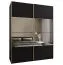Armadio ad ante scorrevoli "Tampa", nero, 2 ante con specchio, 11 scomparti, 2 barre appendiabiti, Sistema "Soft-Close", 245,5 x 200 x 64 cm