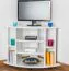 Mobile porta TV in pino massello laccato bianco | 7 ripiani | 4 ruote | 67 x 67 x 65 cm | Junco 208