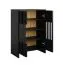 Mobiletto "Deskati" 01, nero, frontale cannettato 2 ante a battente, 4 scomparti, 60 x 34 x 87 cm