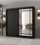 Armadio | Nero opaco | 10 scomparti | 200 x 62 x 200 cm | 2 aste appendiabiti | Porta a specchio decorativa | Armadio con ante scorrevoli | Lavorazione di alta qualità