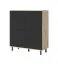 Cassettiera moderna push-to-open Zapopan 89 | Rovere Artisan e nero | 112 x 100 x 40 cm | 8 scomparti | 4 ante | Gambe in metallo
