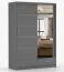 Armadio scorrevole con specchio Lusatian 09 | Grigio moderno | 2 ante, 6 scomparti, 2 cassetti | 218 x 150 x 61 cm