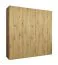 Armadio 4 ante battenti Korab 24 | Rovere Artisan | Maniglie color cashmere | 2 scomparti | 2 barre appendiabiti | Soft-Close | 2 m