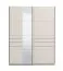 Armadio ad ante scorrevoli "Petrovac", color cashmere, 2 ripiani, 2 barre appendiabiti, 1 anta a specchio, bordi in ABS, 145,5 x 60 x 217,5 cm