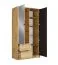 Armadio ad ante battenti "Iraklio" 01, rovere Artisan, effetto cannettato, maniglie: metallo, 2 cassetti, 5 scomparti, 1 barra appendiabiti, 1 specchio, 101,7 x 54,5 x 200,5 cm