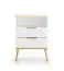 Comodino bianco Breckenridge 08 | 2 cassetti soft-close | Vano a giorno | Gambe e maniglie oro | 70 x 50 x 34 cm