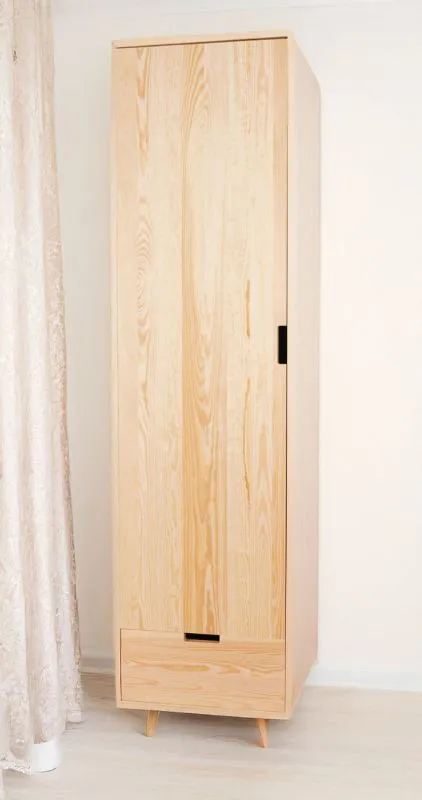 Armadio Aurornis 02 in pino massiccio | Finitura naturale | 200 x 50 x 60 cm | Design compatto e moderno