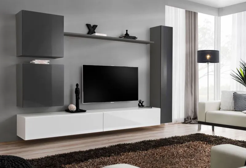 Pensile Balestrand 120 grigio/bianco | 180 x 280 x 40 cm | Apertura a pressione | Design moderno
