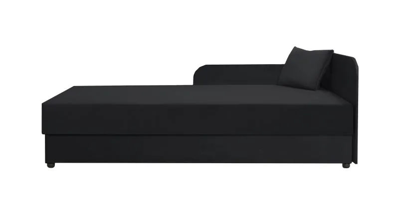 Divano letto Lobatos 62 nero | Spazio contenitore | Superficie 80x195 cm | Testata destra | Cuscini inclusi