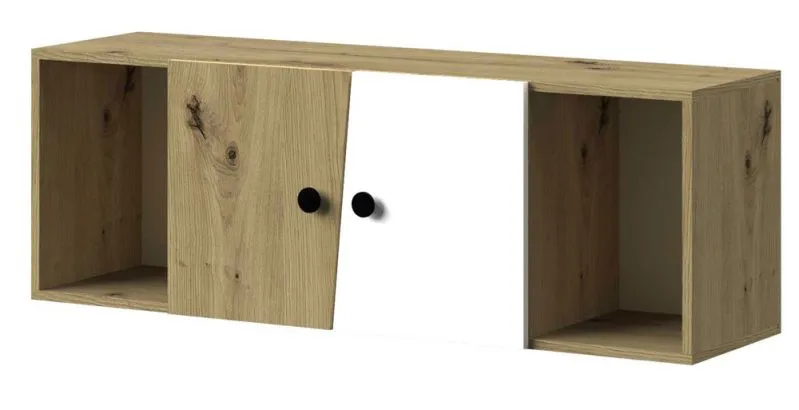 Modulo per letto a scomparsa Sirte 13 | Rovere, bianco, nero opaco | 41 x 120 x 32 cm | Design moderno e salva-spazio