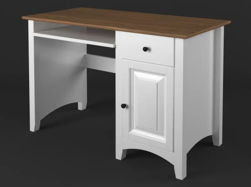 Scrivania Lagopus 40 in pino massello | Bianco e marrone | 75 x 110 x 60 cm | Design moderno