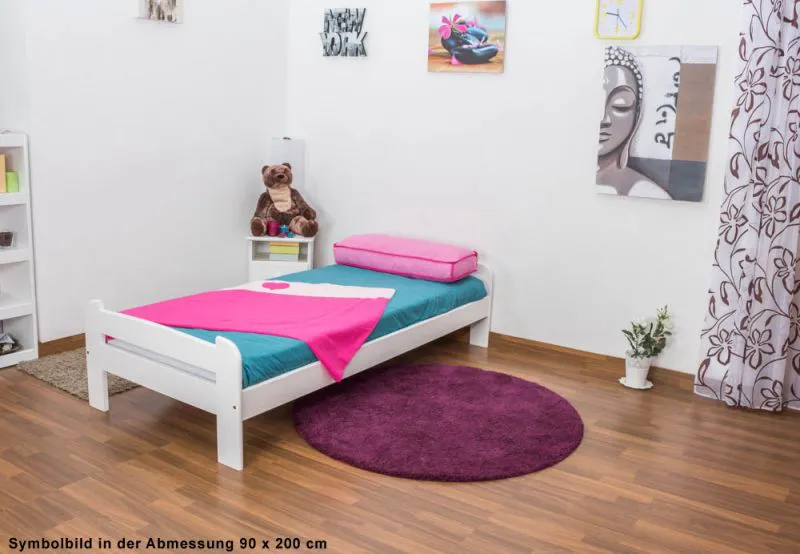 Letto 1 piazza e mezza pino massello laccato bianco A11 | Rete a doghe inclusa | 120 x 200 cm