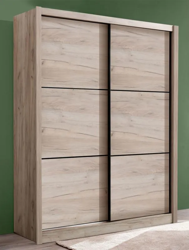 Armadio scorrevole Panevo 01 | Grigio rovere elegante | 6 scomparti | 1 barra appendiabiti | 215,5x60x166 cm
