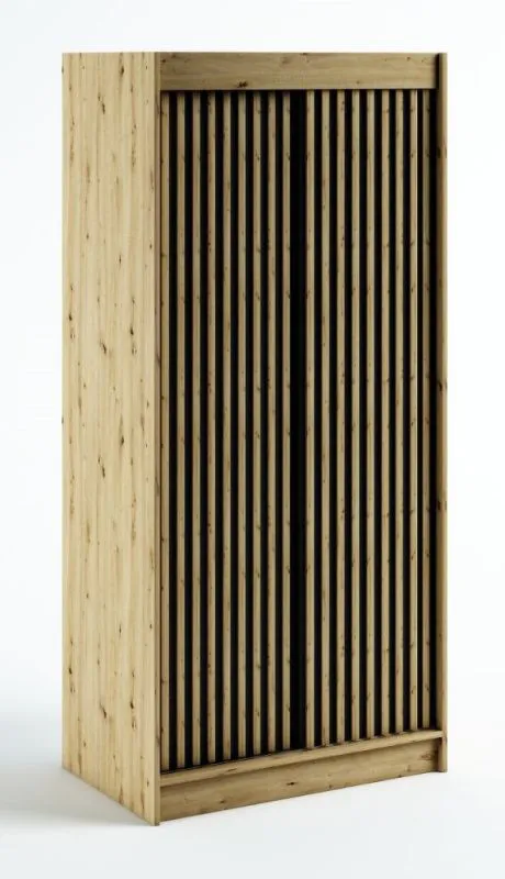 Borgis 01B armadio con ante scorrevoli | Rovere Artisan e nero opaco | 200 x 100 x 62 cm