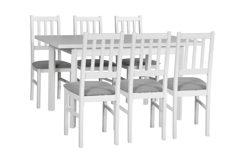 Set sala da pranzo 7 pezzi | 6 posti | Design moderno bianco | Tavolo allungabile laminato antigraffio | Resistente e durevole