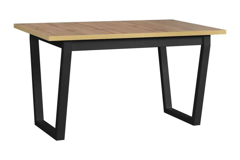 Tavolo da pranzo elegante nero e rovere | 80 x 140/180 cm | Gambe in metallo robuste | Superficie laminata resistente