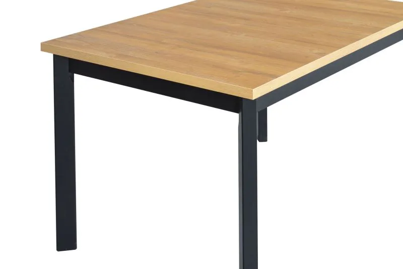 Tavolo da pranzo DAINIS nero e rovere | 80 x 120/150 cm | Piano laminato antigraffio | Design moderno